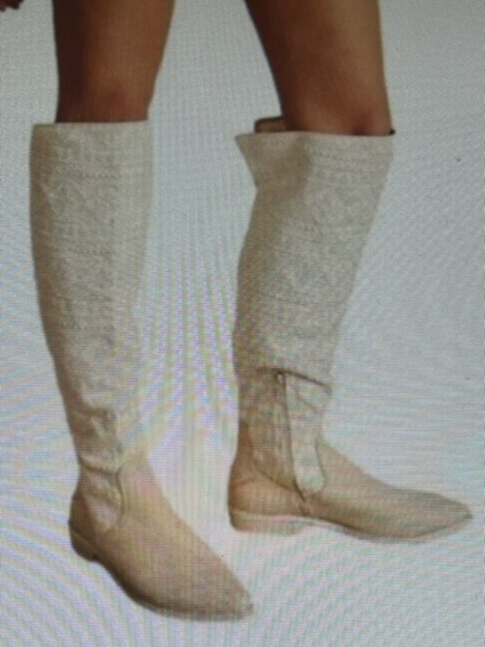 Free People Bren Lush Bone Leather  Embroidered Slouch Zip Tall Boots NEW